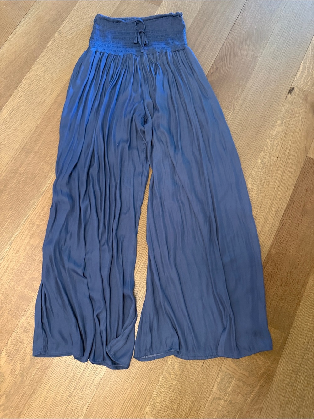 Mustard Seed Wide-Leg Smocked Waist Pants - Blue